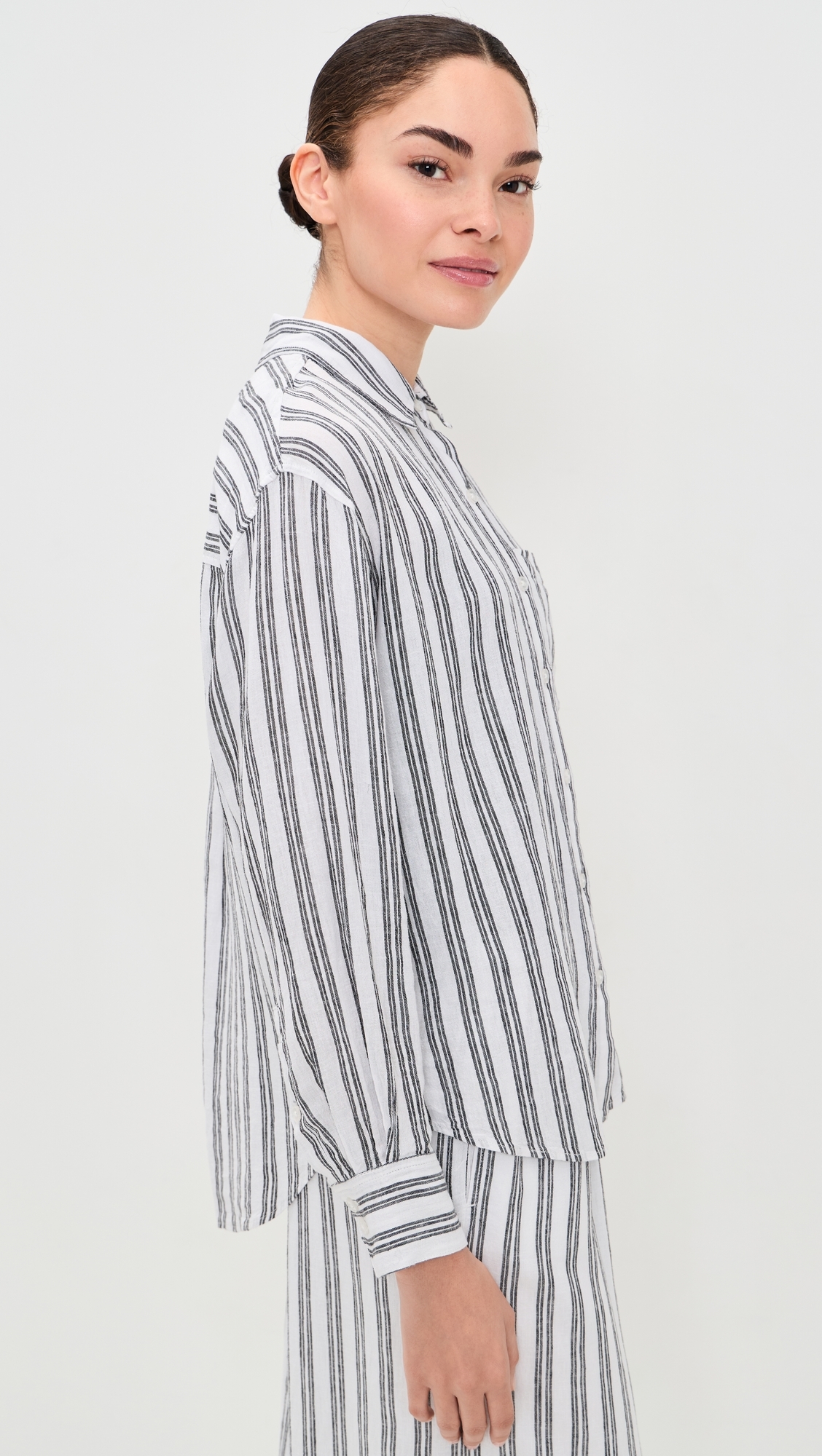 Perfect Stripe Button Up Shirt White