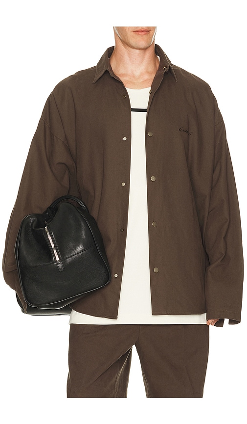 Fear of God ESSENTIALS Overshirt in Brown - Brown. M also in L, S, XL/1X, XS, XXL/2X