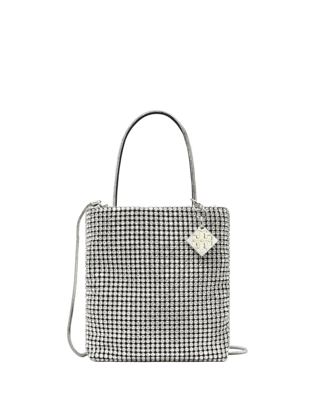 Mini Night Owl crystal-embellished tote bag - Silver