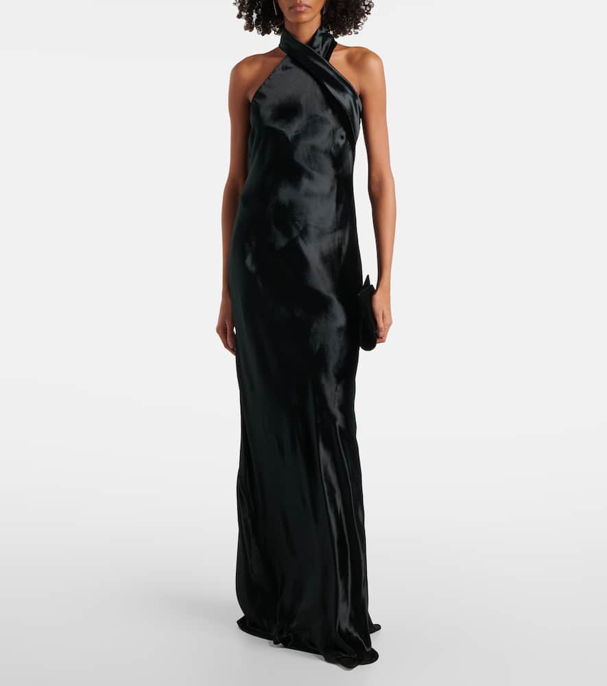 Pandora halterneck satin gown