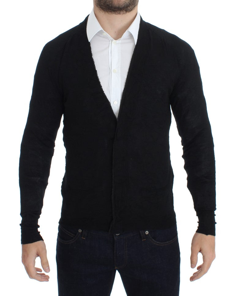 Merino Wool Cardigan — Black