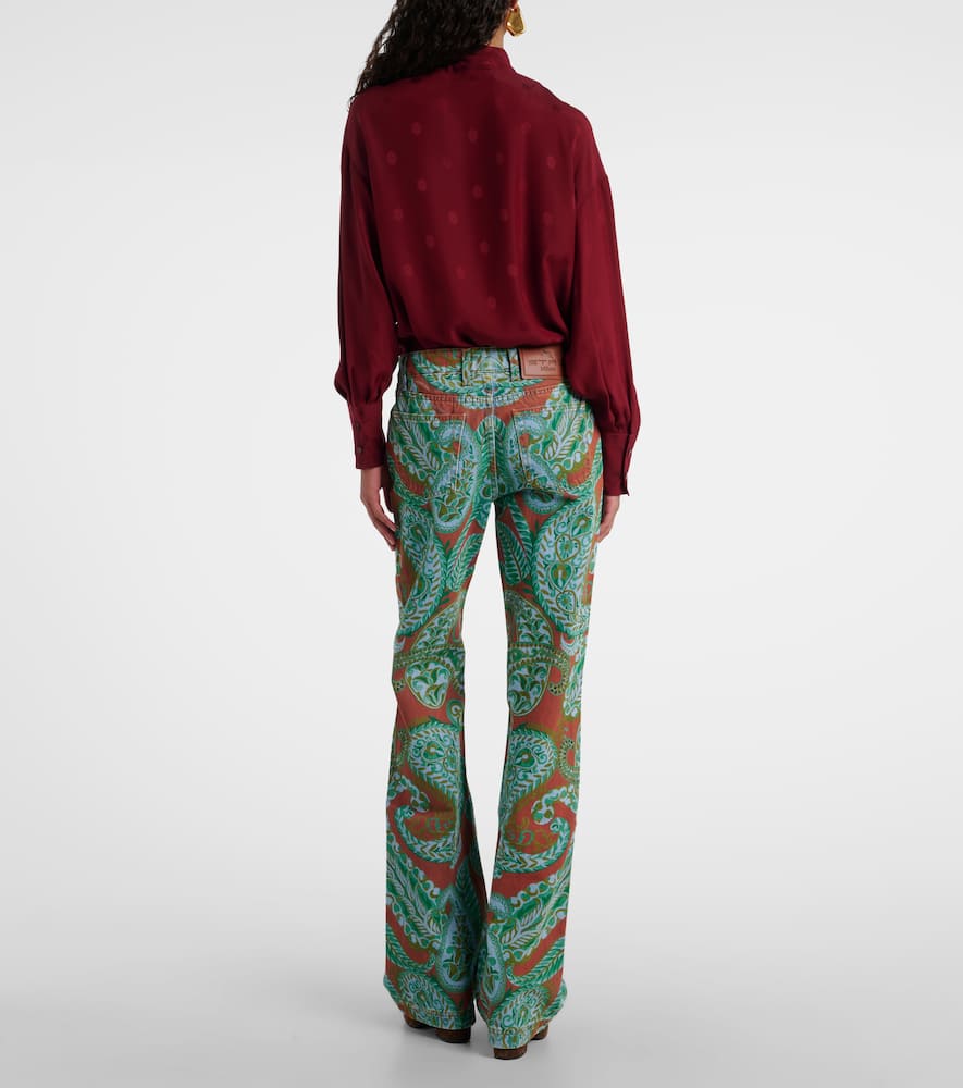 Paisley high-rise wide-leg jeans