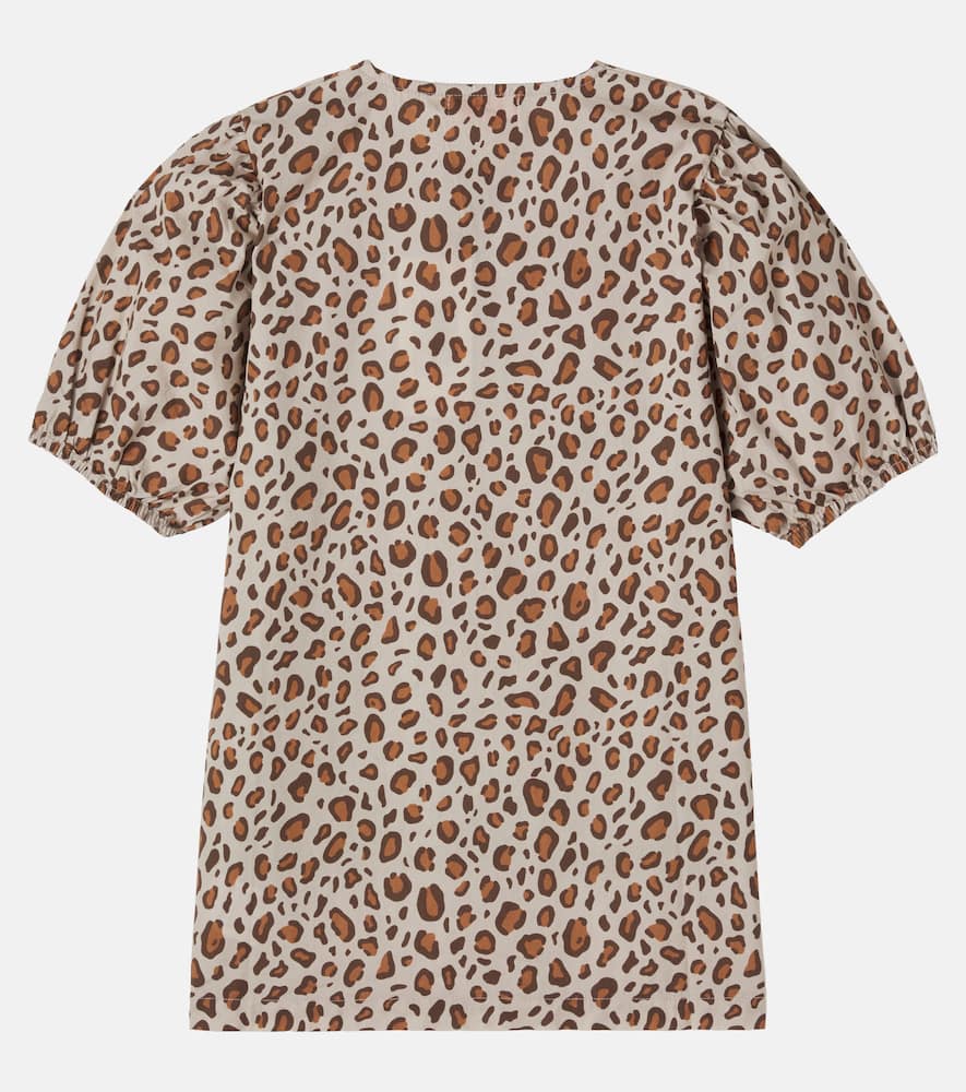 Bow-detail leopard-print cotton dress