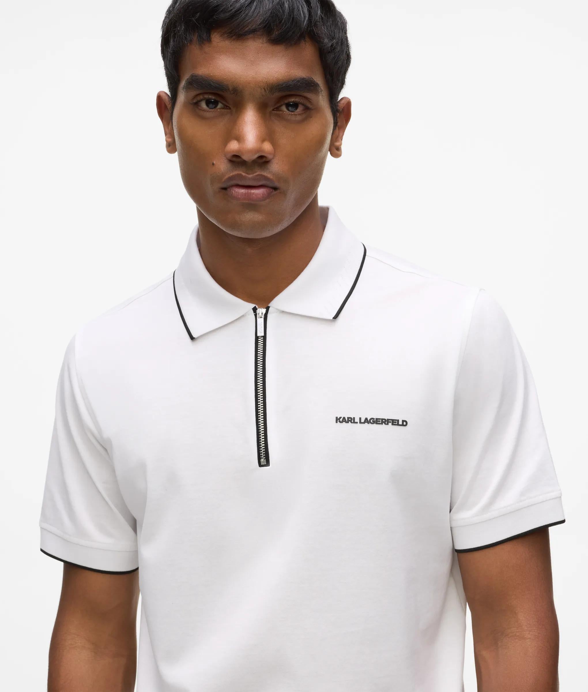Karl Lagerfeld - Poloshirt Mit Reißverschluss, Herren, Weiss, Größe