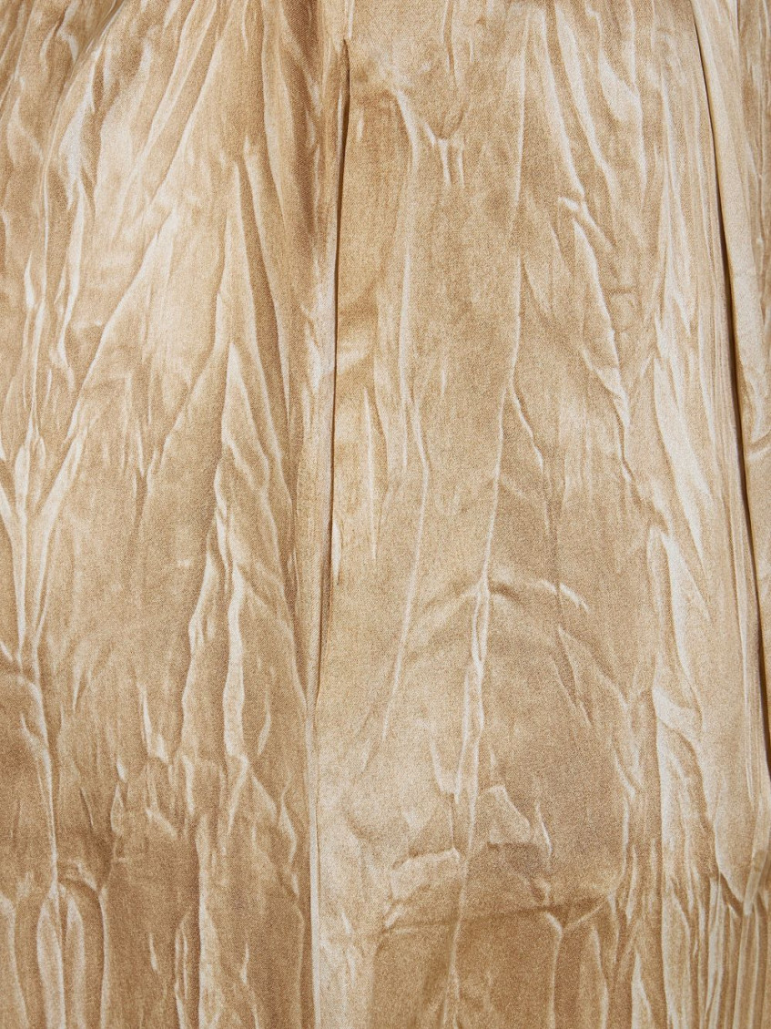 Beige Flared Flat Front Pant