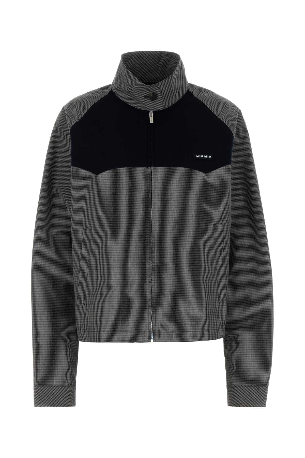 Color-Blocked Cotton Jacket — Gray