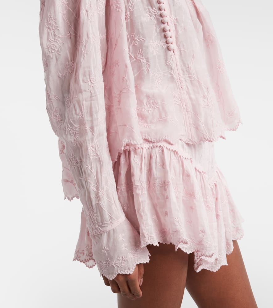 Zelly embroidered cotton and silk blouse