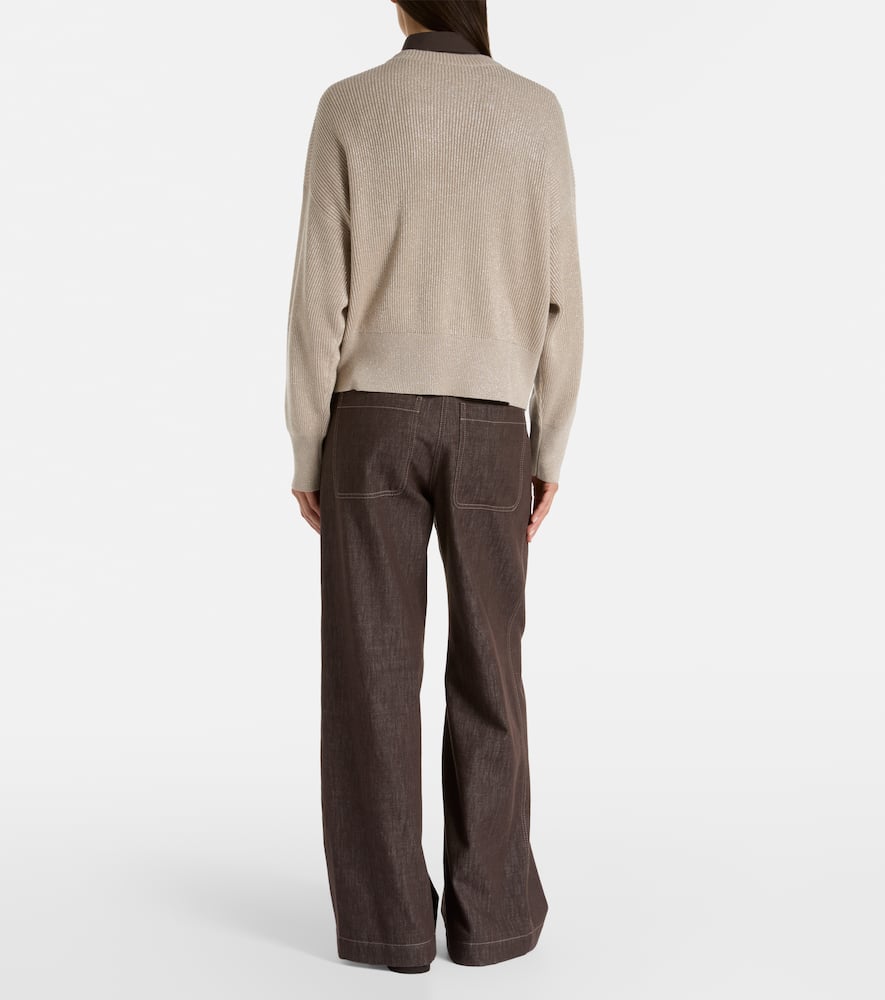 Ribbed-knit cashmere-blend sweater