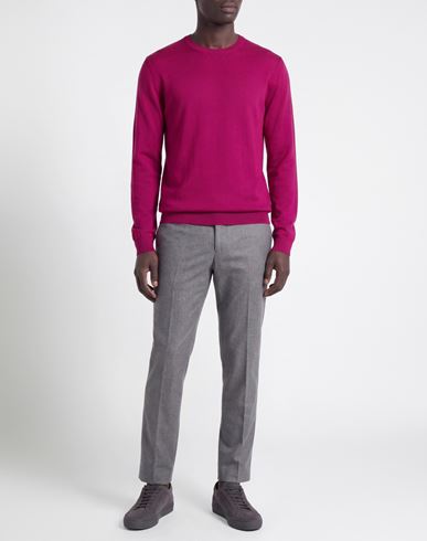 Man Sweater Magenta Size 40 Merino Wool