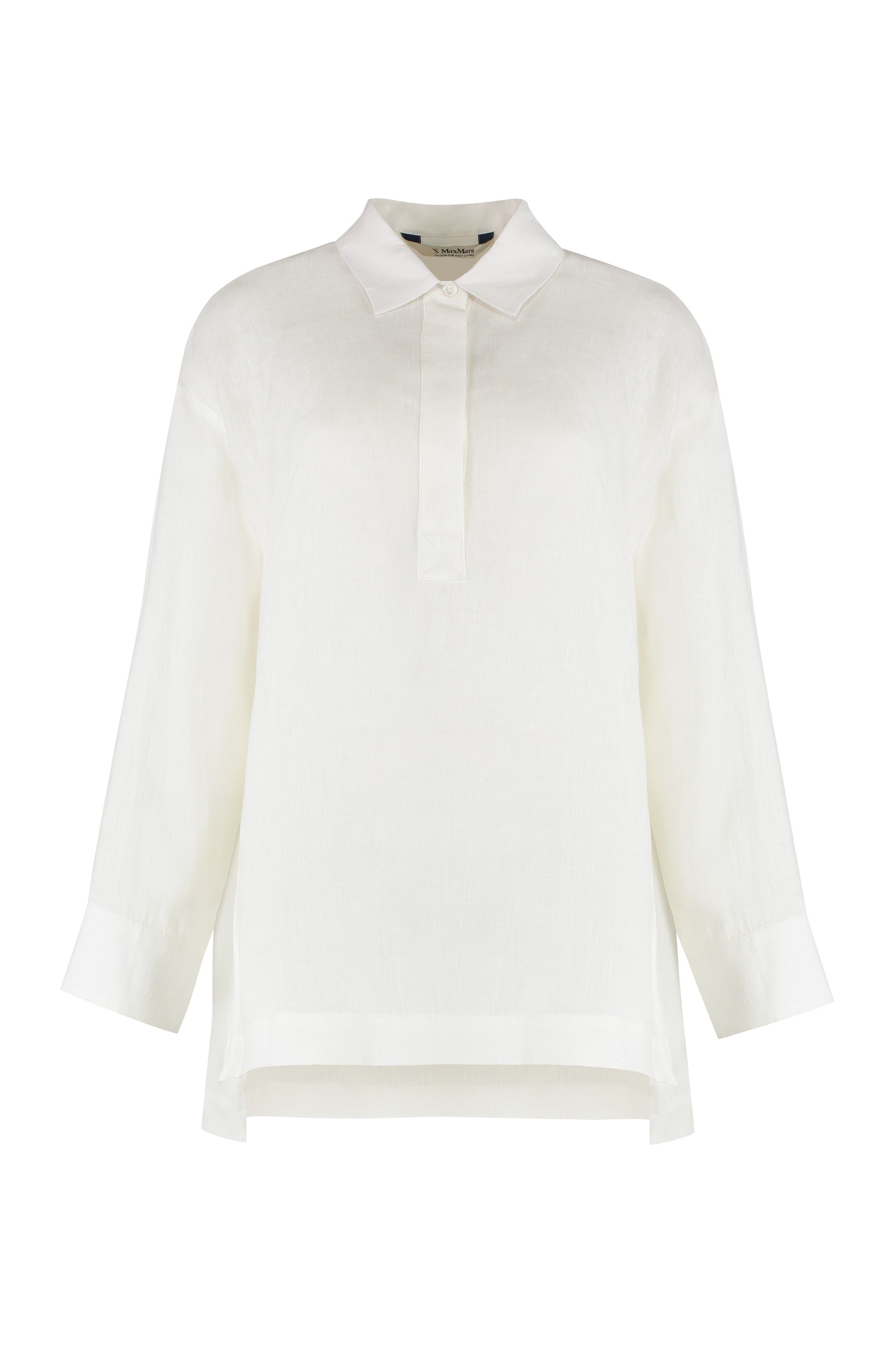 Sleek Linen Shirt with Side Slit Hem