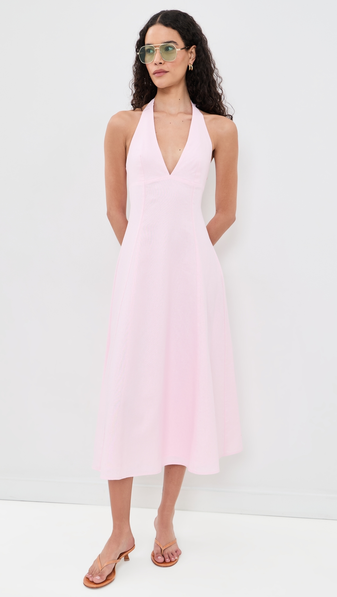 Heidi Halter Midi Dress Light Pink