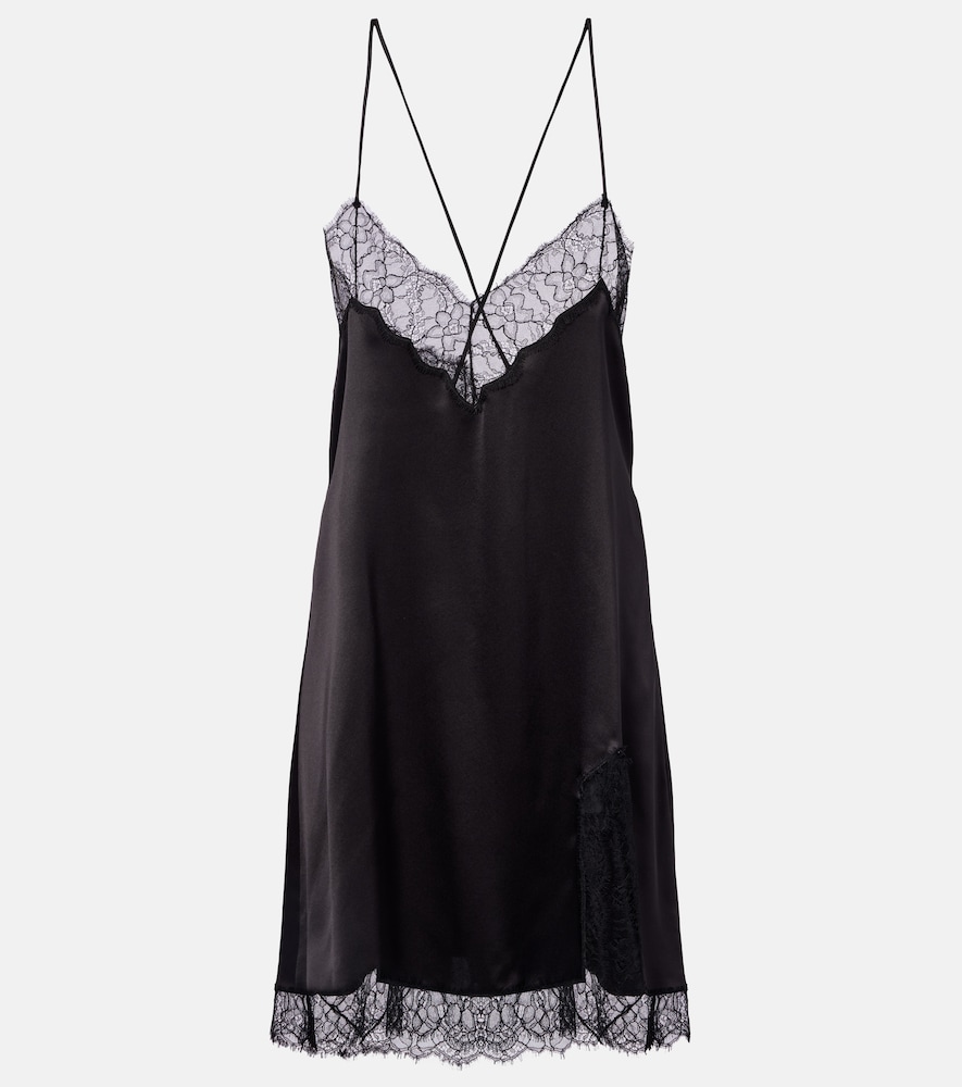 Silk and cotton-blend satin slip dress