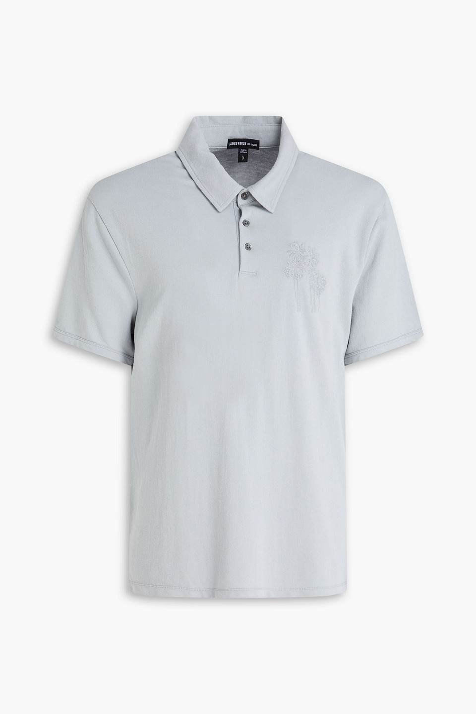 Embroidered French cotton-terry polo shirt - Blue - 4