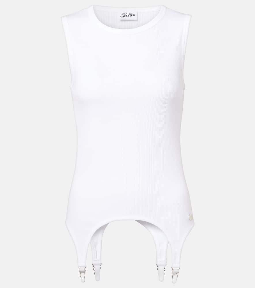 Ribbed-knit cotton jersey tank top