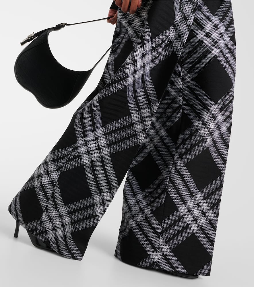 Checked wool wide-leg pants