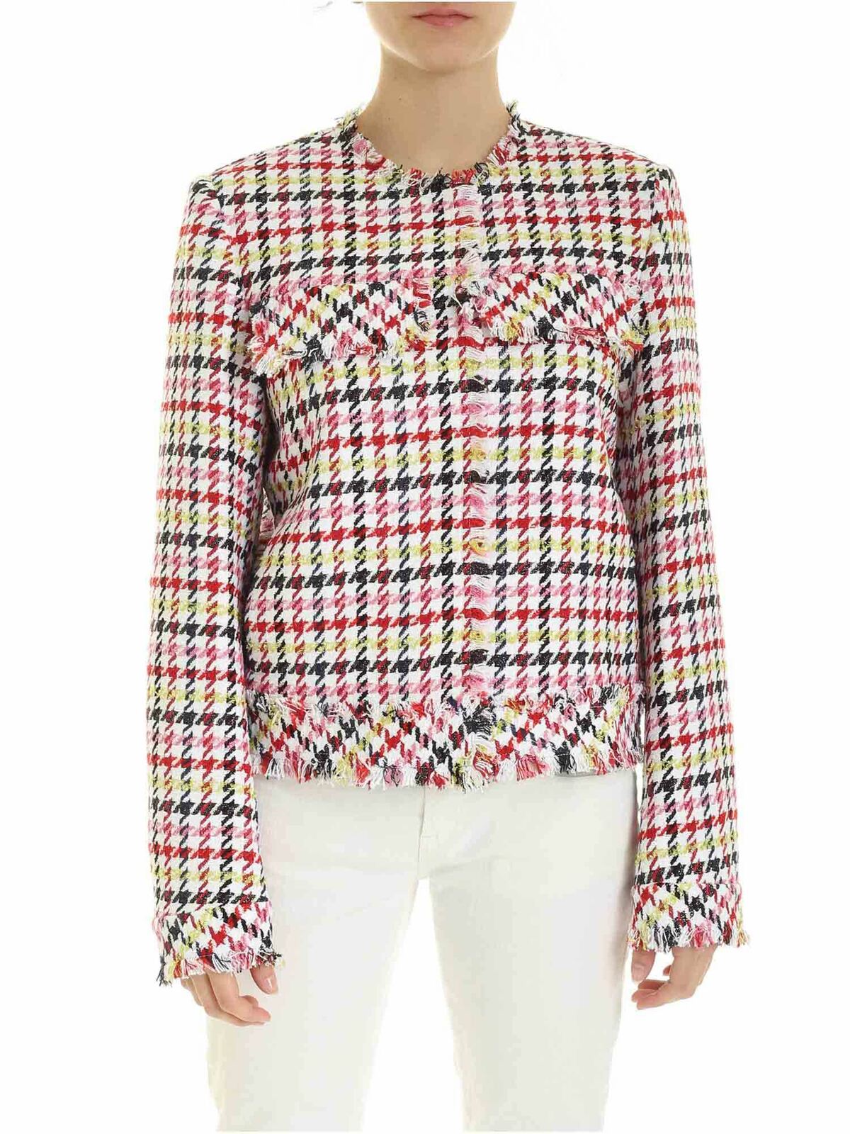 Multicolor jacket with fringes on the edges