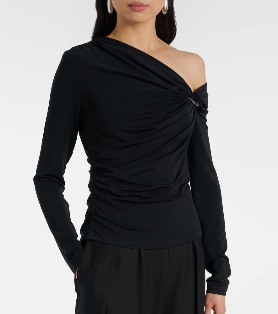 Lozea asymmetric ruched jersey top