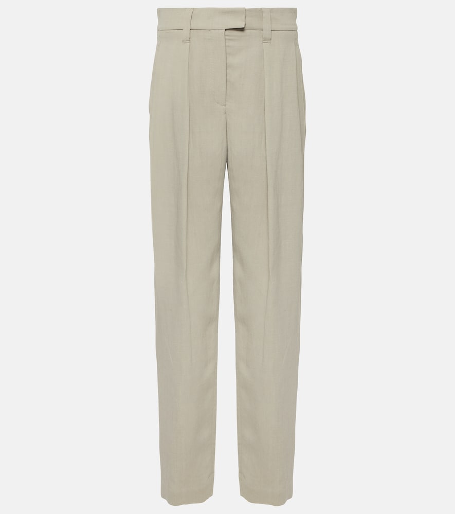 Twill wide-leg pants