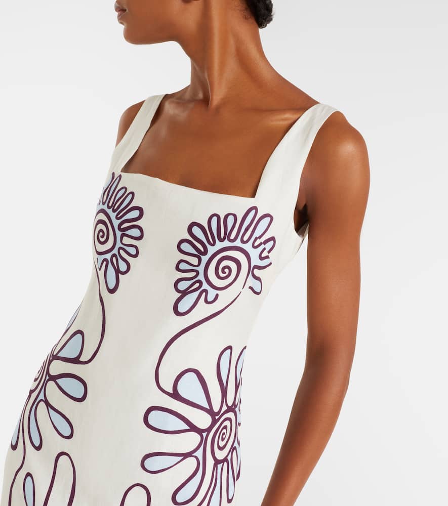 Amaranta printed linen midi dress