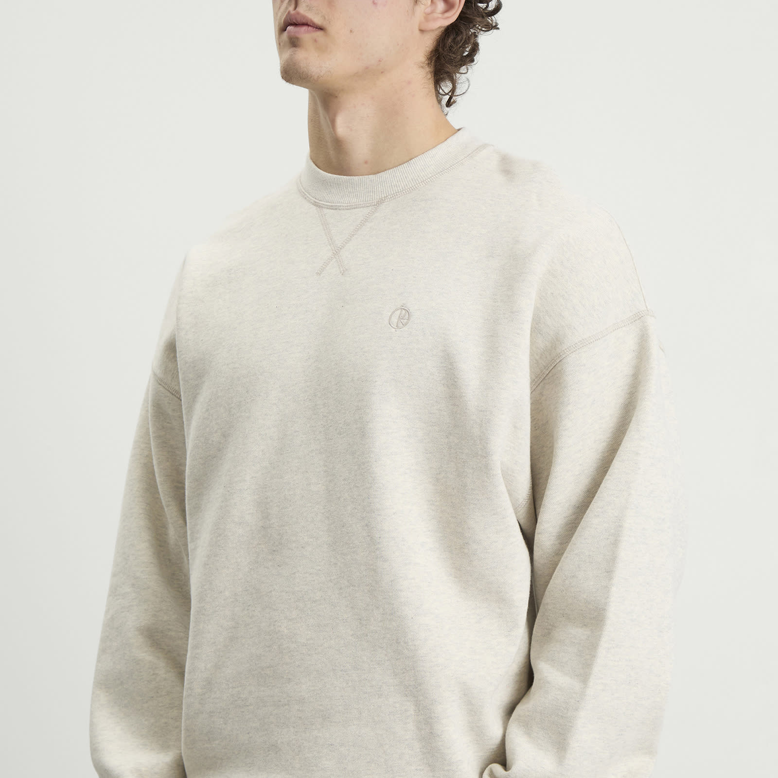 Men's Frankie Crew Neck Sweatshirt in Ivory Grey Melange