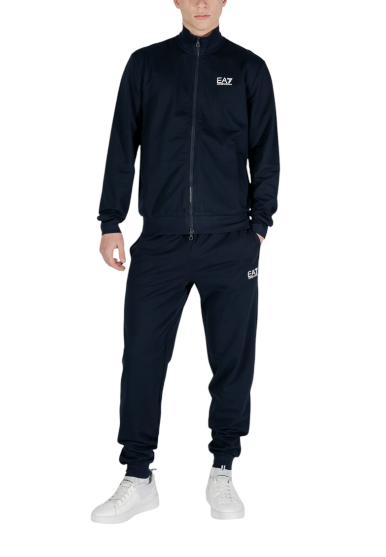 Dark Blue Cotton Solid Tracksuit