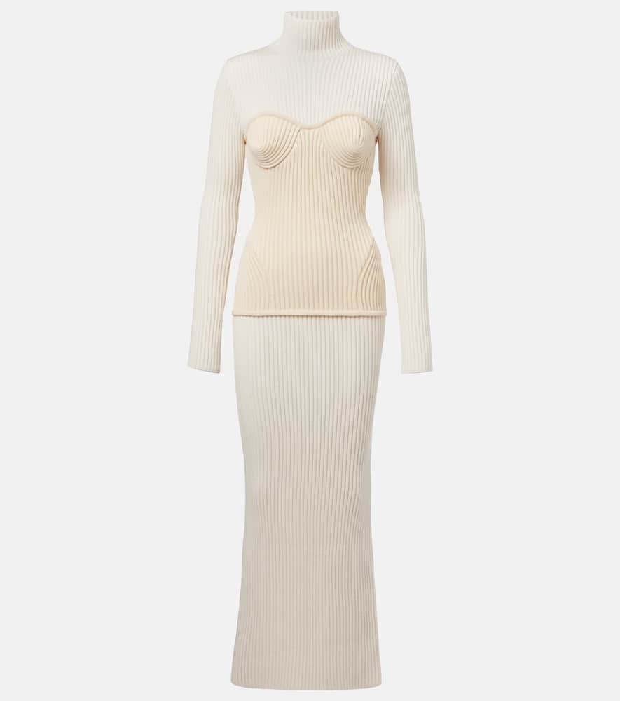 Ribbed-knit wool-blend maxi dress