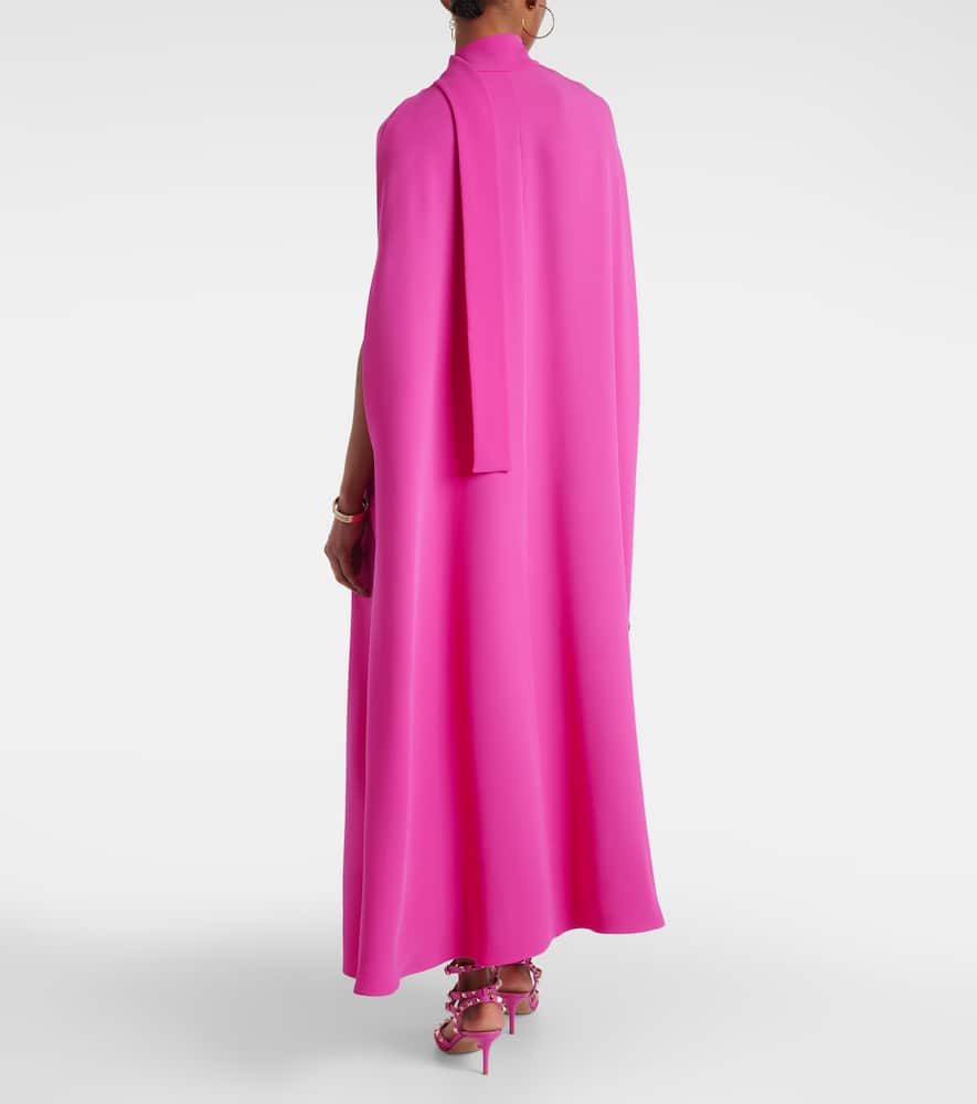 VGold caped silk maxi dress