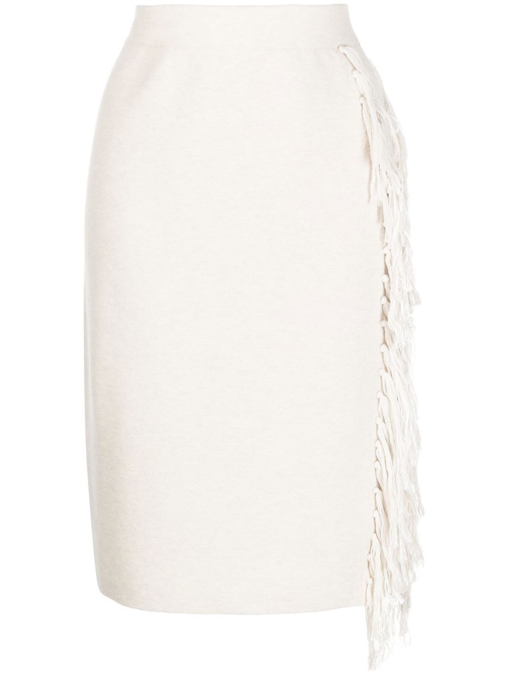 Fringe-detail midi dress - White
