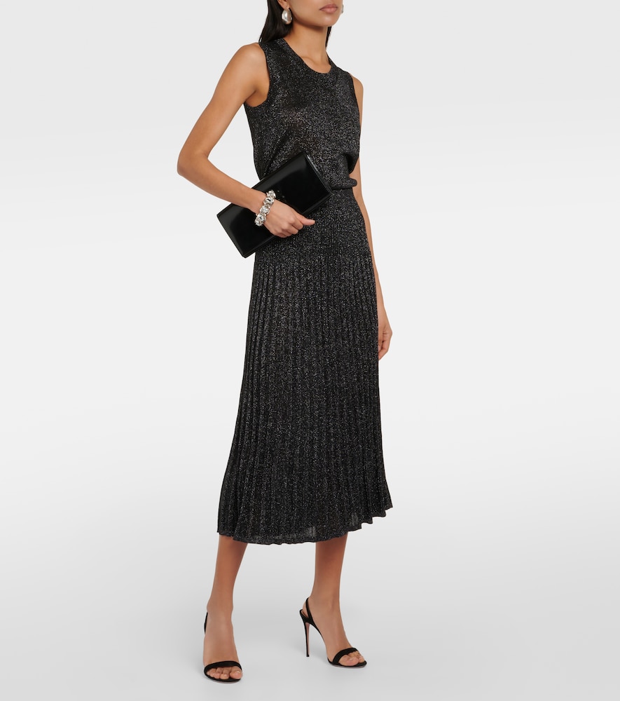 Ribbed-kit Lurex® midi skirt