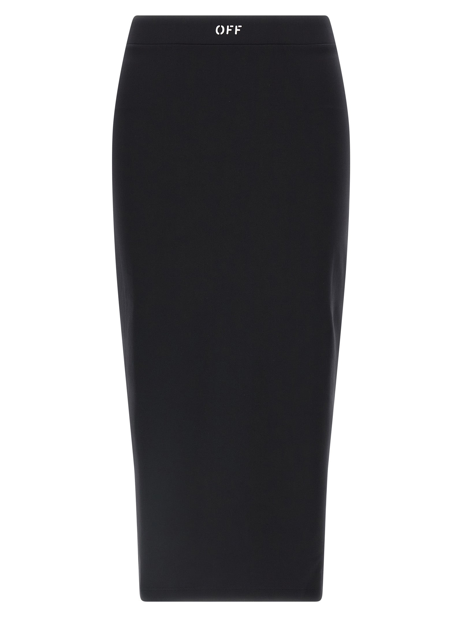 Logo-Waistband Stretch Technical Skirt — Black