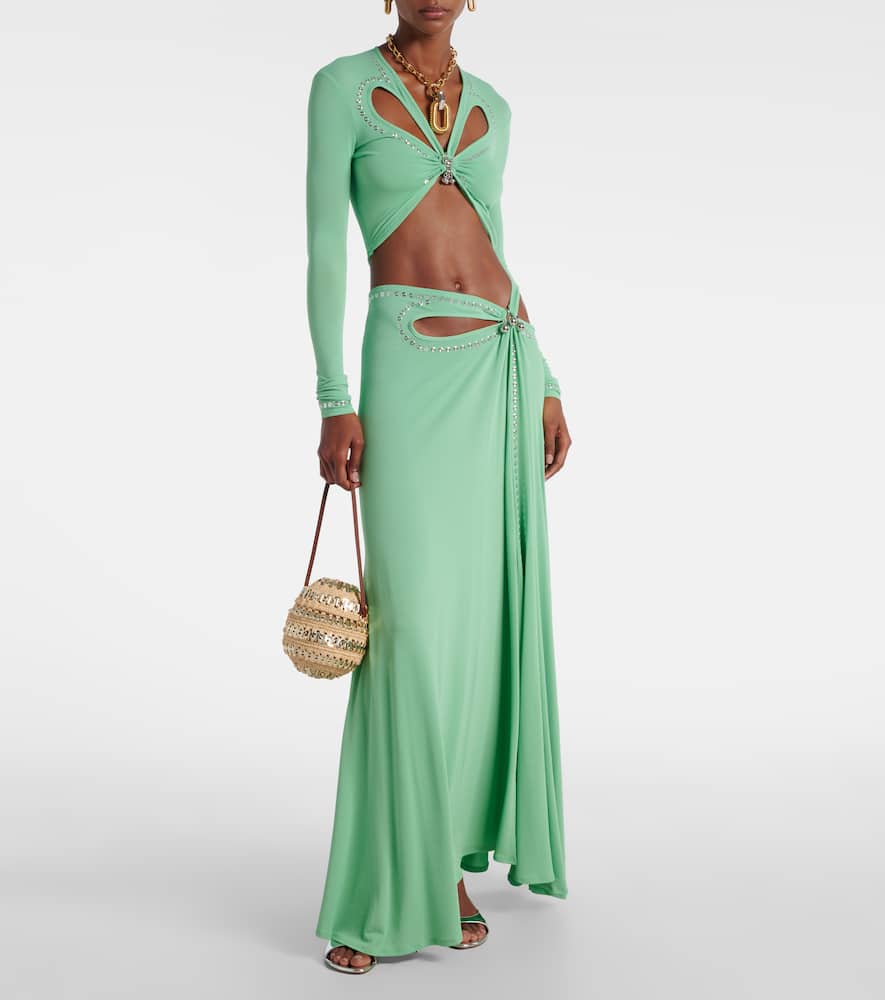 Cutout embellished crop top