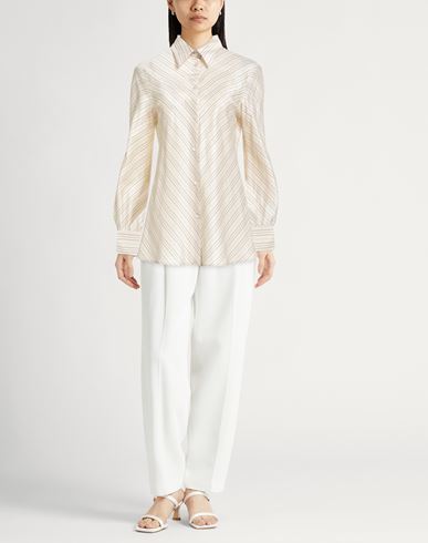 Woman Shirt Cream Size 10 Acetate, Viscose