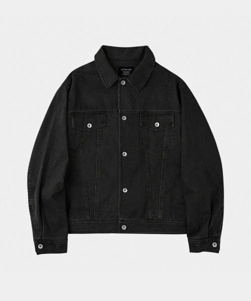 Easy Garment Trucker Jacket Black
