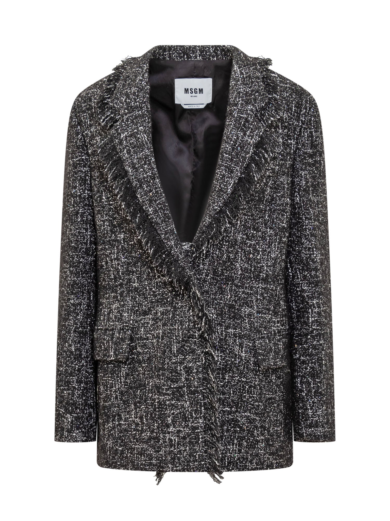 Tweed Blazer with Fringed Detail