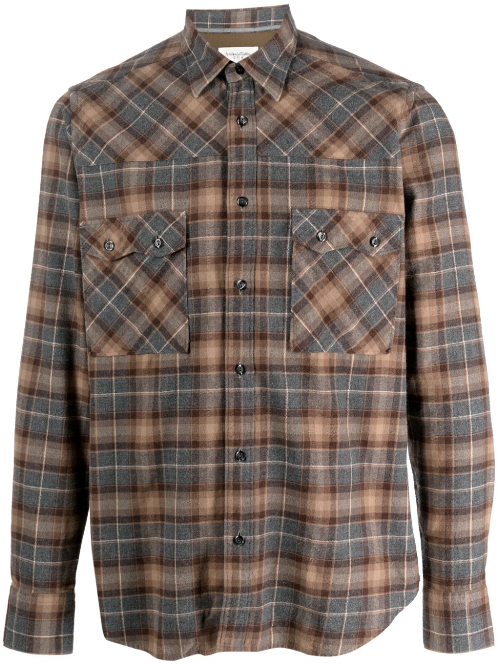 Plaid-check cotton shirt - Neutrals