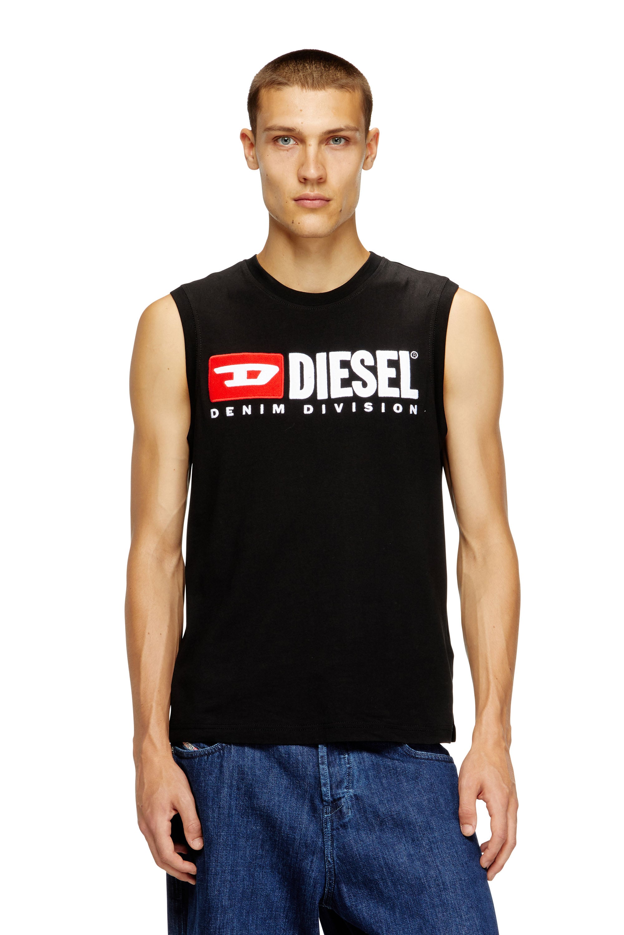 Tank top with chest logo print - T-Shirts - Man - Black