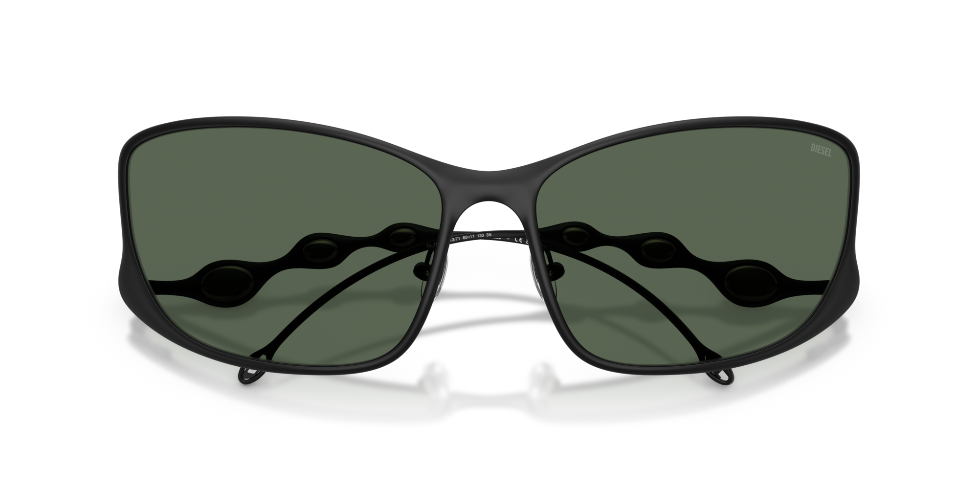 DIESEL Unisex DIESEL DL1013 101371 Sunglasses Metal Black Green Pillow Norma