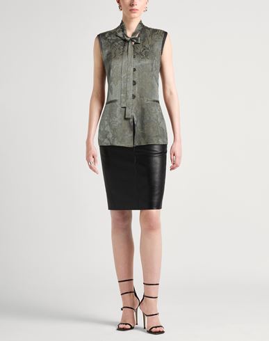 Woman Tailored Vest Green Size 4 Acetate, Viscose, Linen