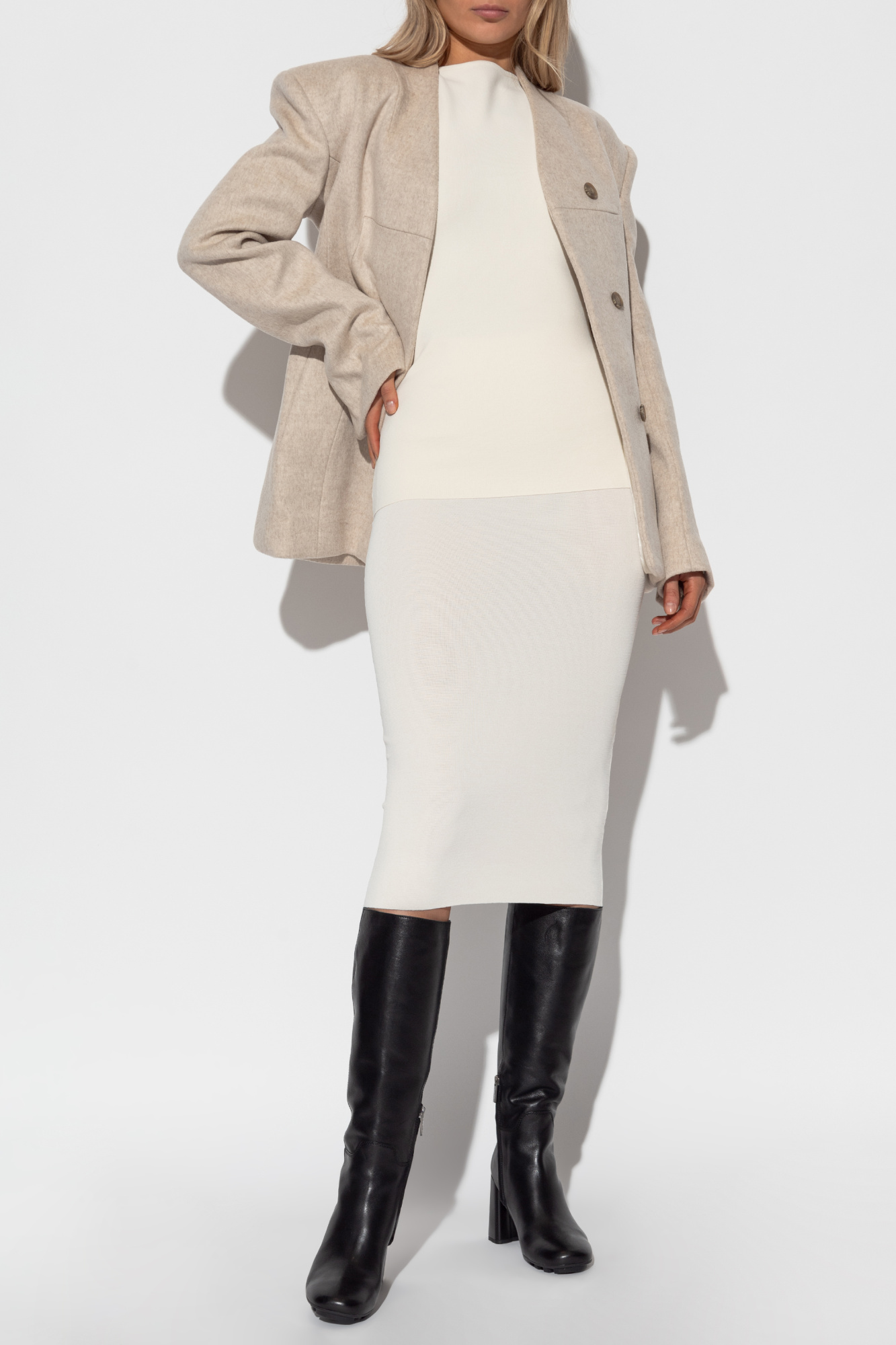 Wool Blazer, Women's, Beige