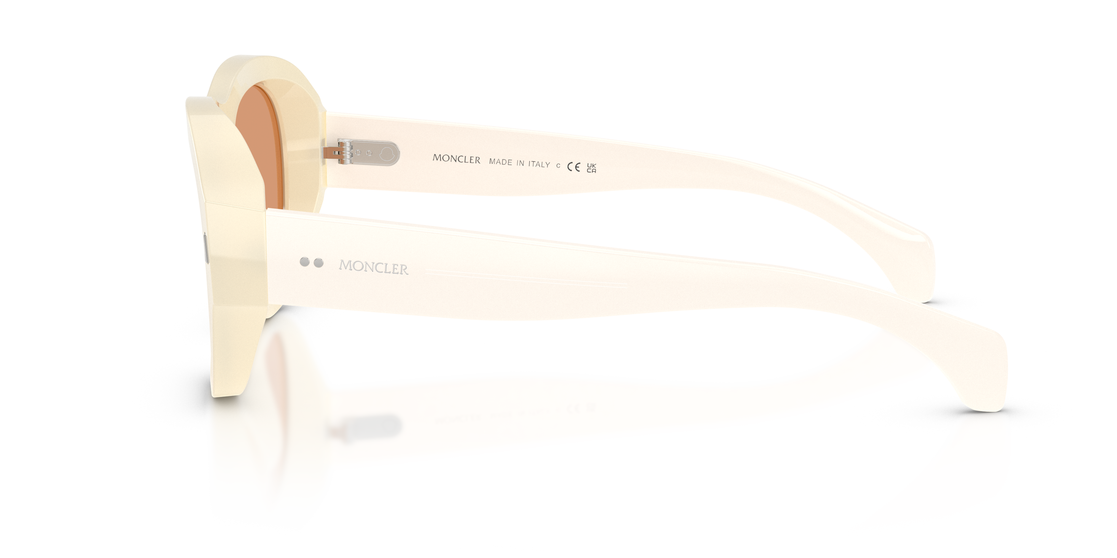 Moncler Unisex Moncler ME6015U ELEVANE 3035/7 Sunglasses Acetate White Brown Geometric Norma