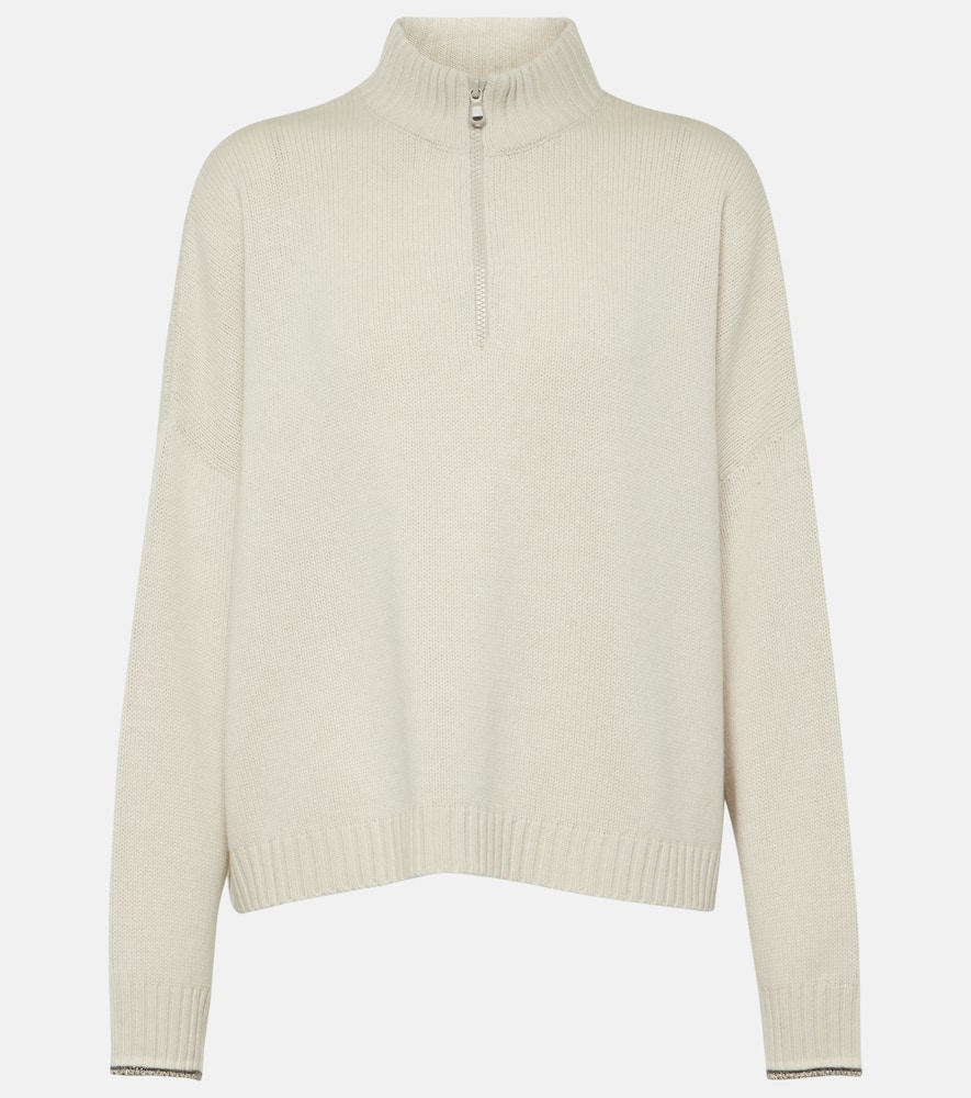 Wool, cashmere, and silk half-zip sweater