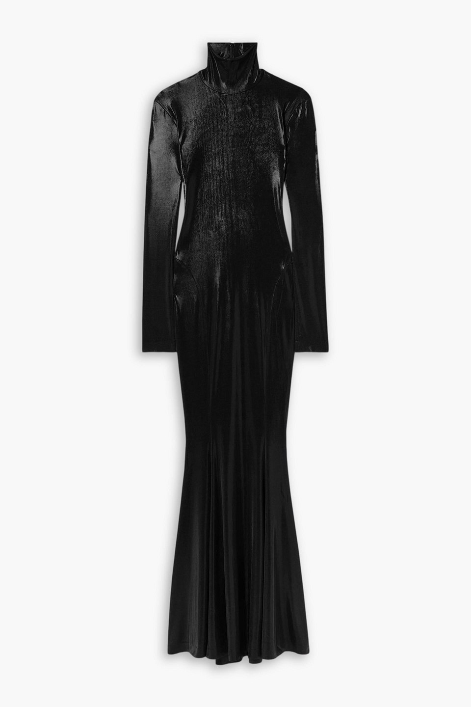 Metallic stretch-jersey turtleneck gown - Black - FR 34