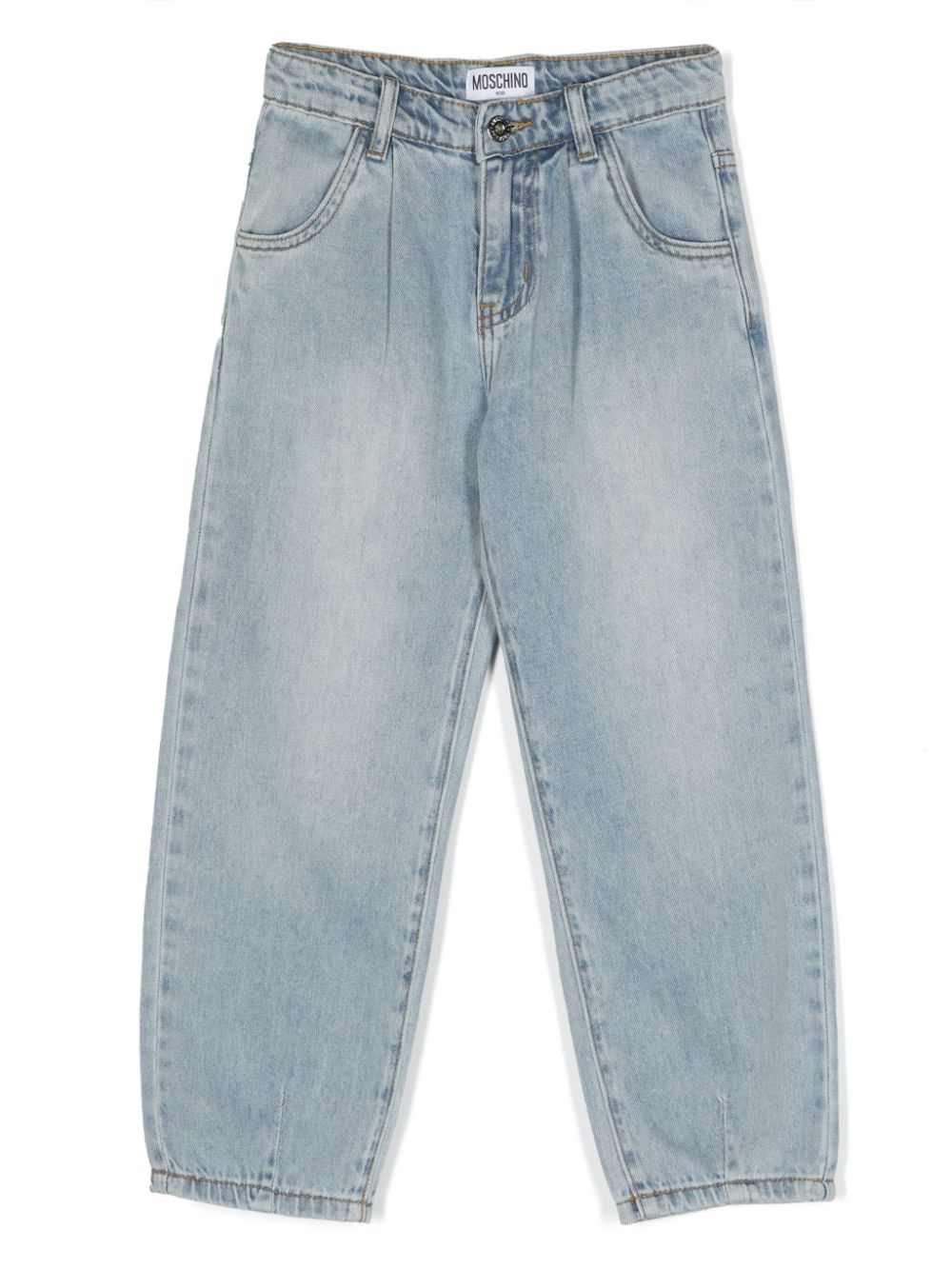 Logo-embroidered straight-leg jeans - Blue