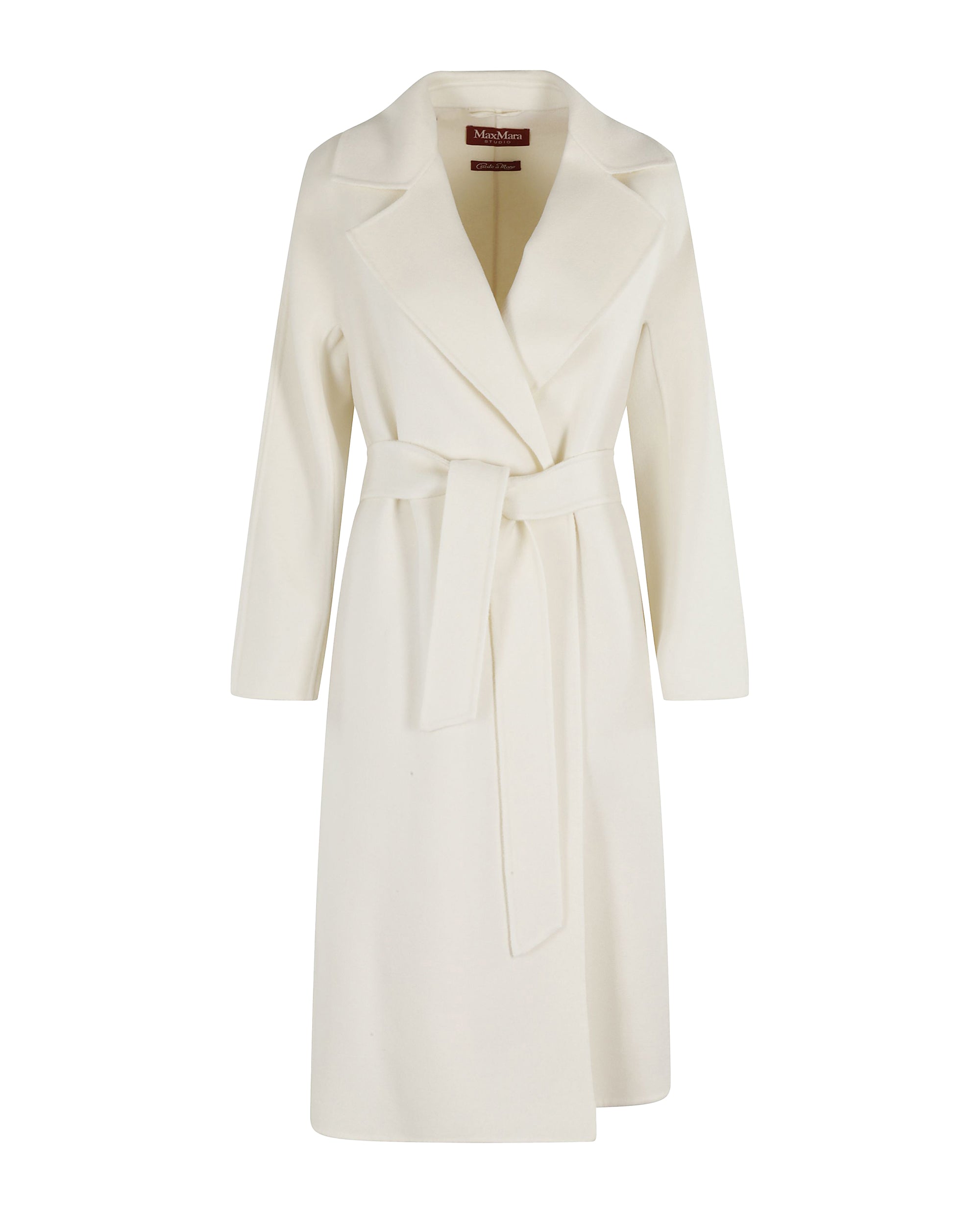 Virgin Wool Wrap Coat — White