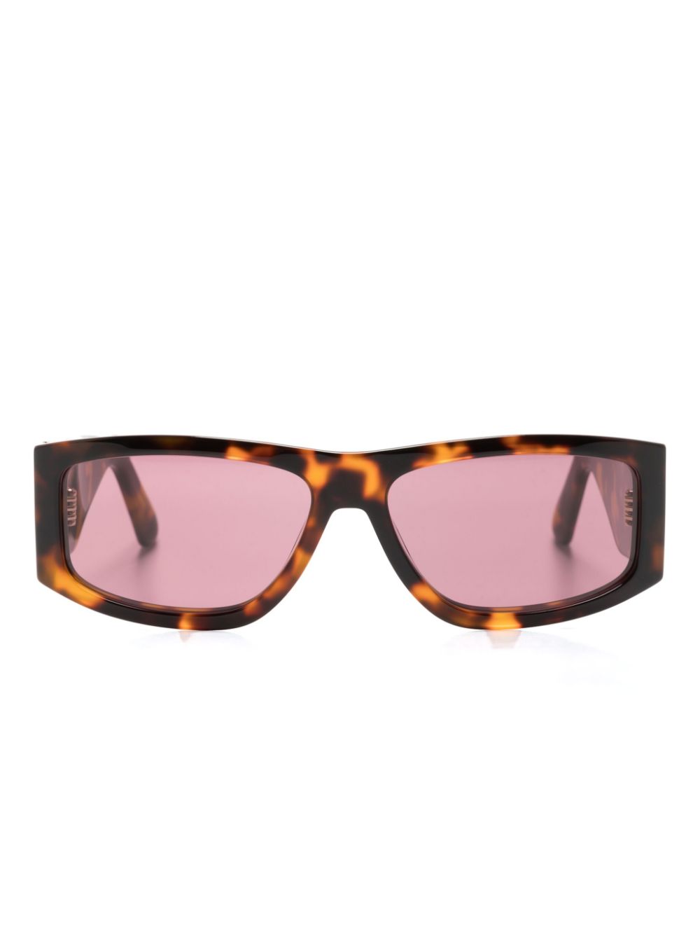 Logo-engraved rectangle-frame sunglasses - Black
