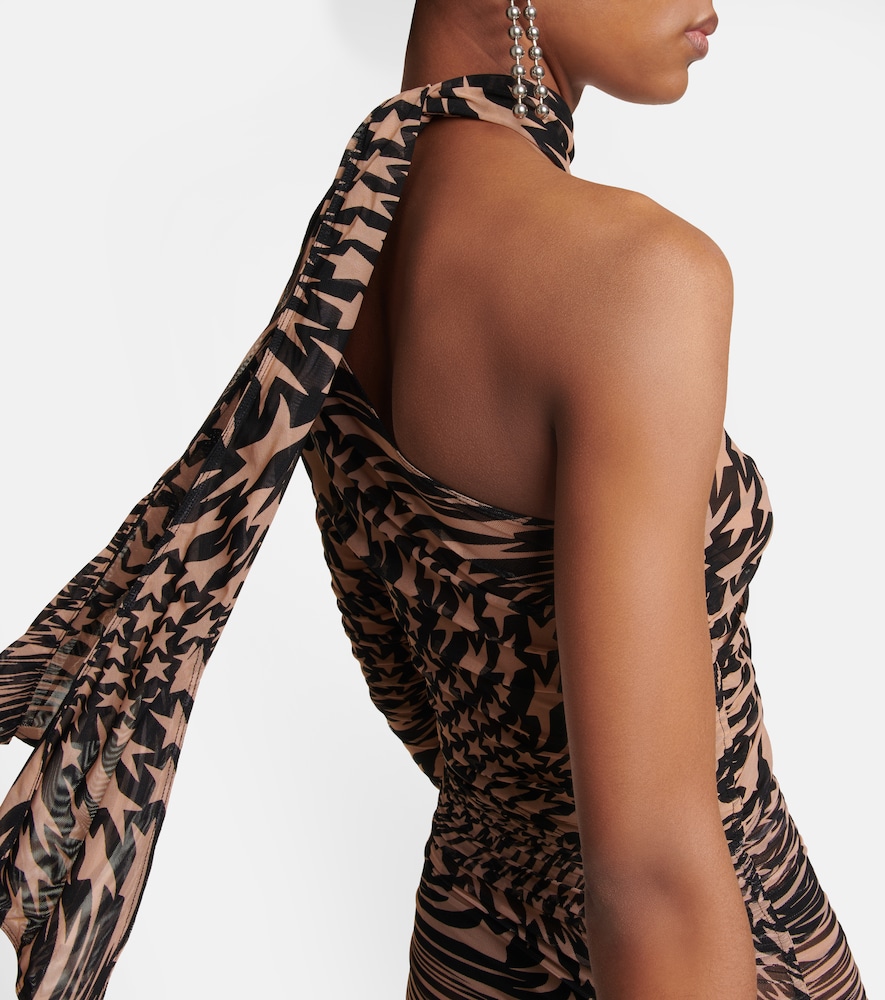 Printed cutout mesh minidress