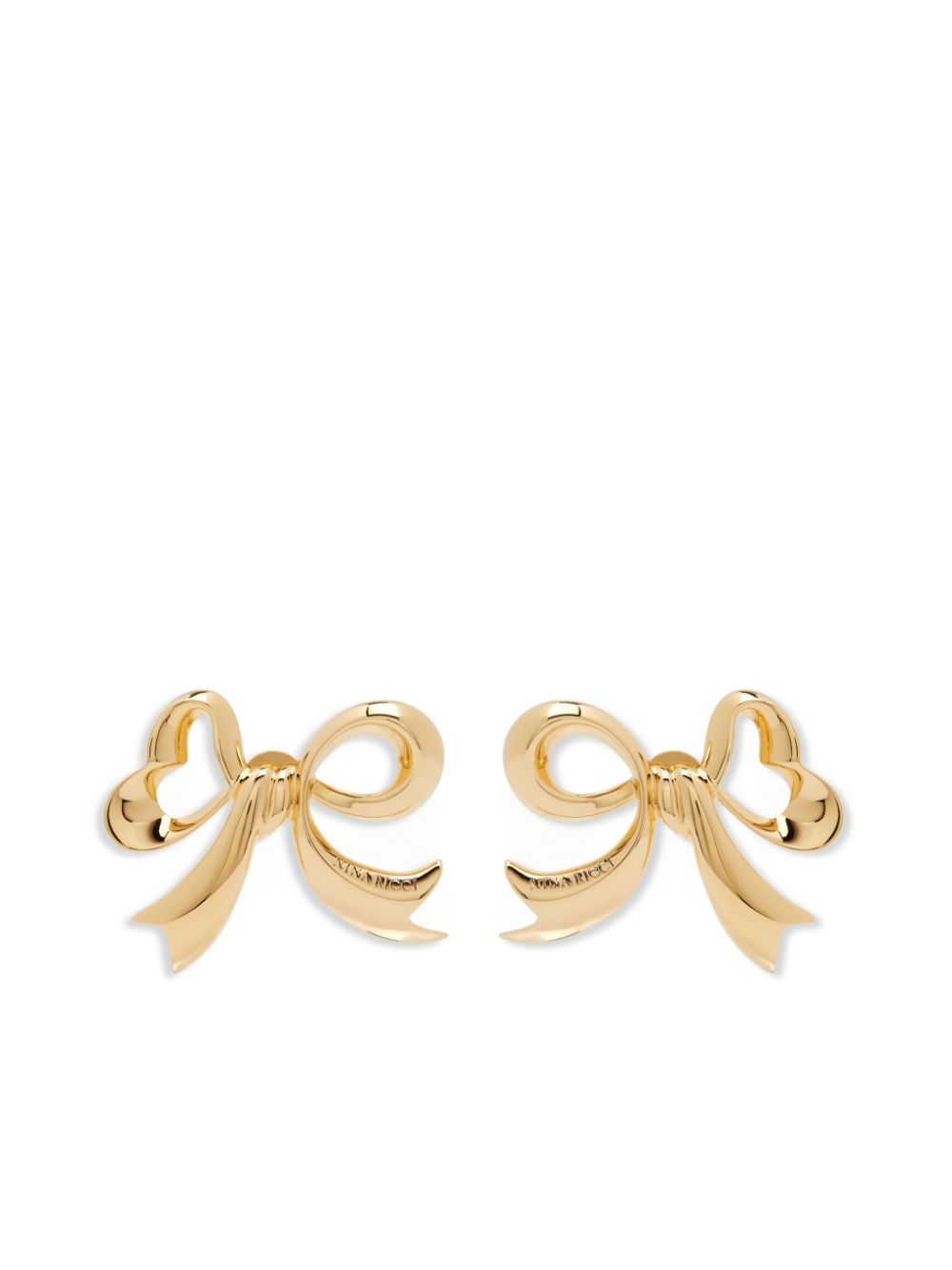 Bow polished-finish earrings - Gold