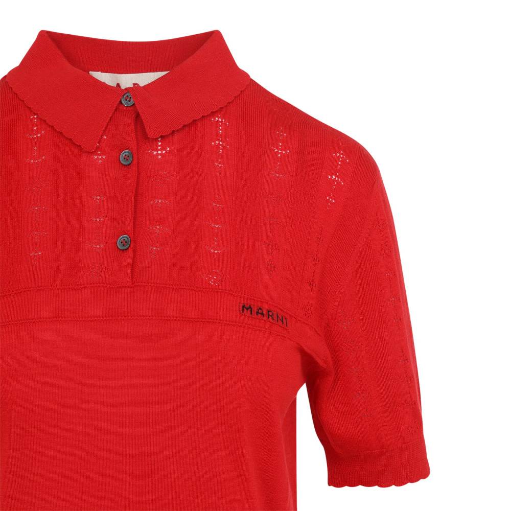 Red Logo Shirt Collar Polo