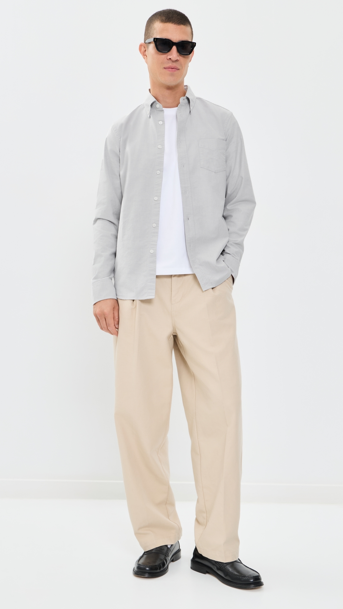 Cotton Oxford Windsor Standard Shirt Light Grey