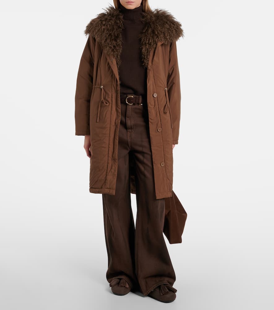 Doudoune shearling-trimmed down coat